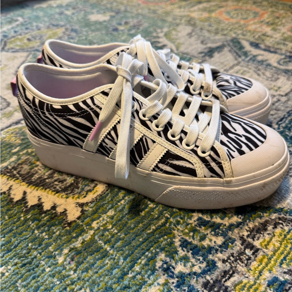Adidas Nizza Zebra Print Platform Sneakers Women’s Size 9